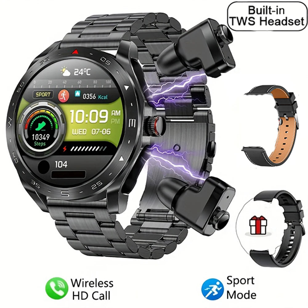 2024 TWS 2-in-1 Bluetooth Earphones Men Smart Watch Bluetooth Call GPS