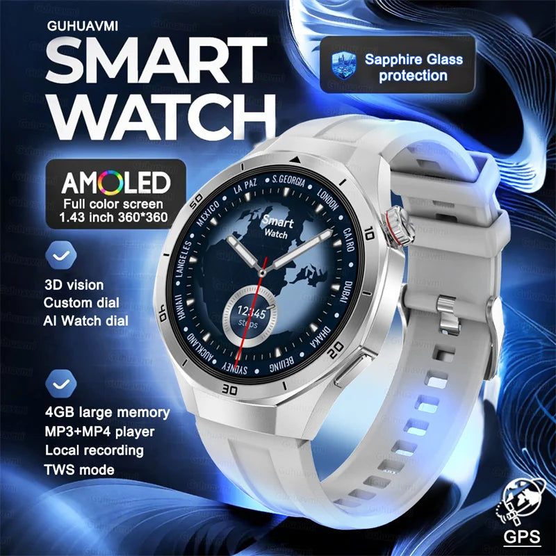 2025 New 4G Memory Smart Watch AMOLED HD Always Display The Time Bluetooth Call  GPS Sport Smart Watch For ios Xiaomi Huawei DT5