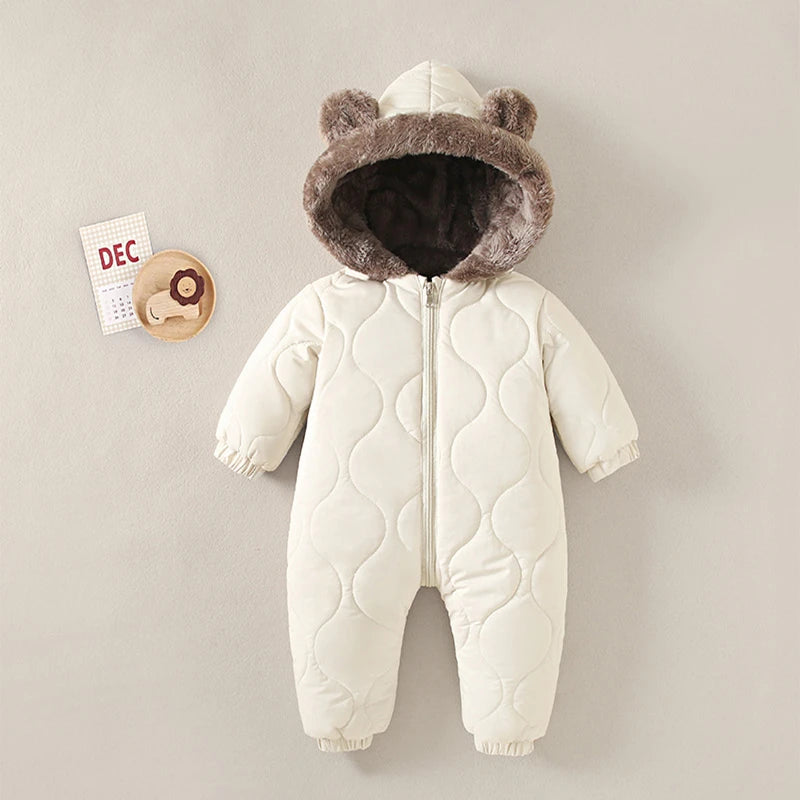 2025 New born Baby Girl clothes Winter Snowsuit Plus Velvet clothing Boys Jumpsuit 0-3 Years Romper boy Overalls Toddler Coat