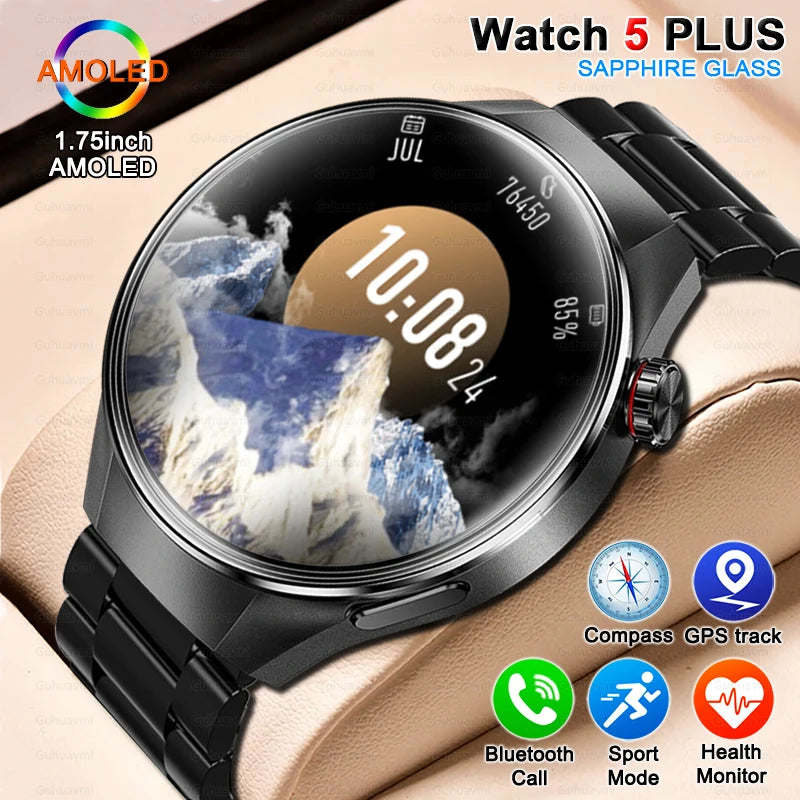 2025New For Huawei GT5 Pro Smart Watch Men HD AMOLED Screen GPS Motion trajectory HeartRate Bluetooth Call 1.75" SmartWatch IP68