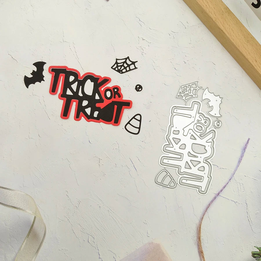 2024 New Arrival Halloween Skeleton Spider Raven Witch Zombie Ghost Bat Pumpkin Letter  Cutting Dies for Scrapbook Card Making