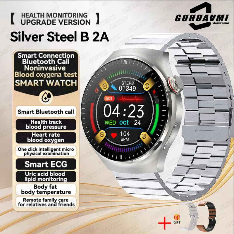 2025 New Smart Watch For Men Health ECG+HRV Blood Oxygen Uric Acid Fitness Sport Tracker Watches body fat Sleep Call Smartwatch