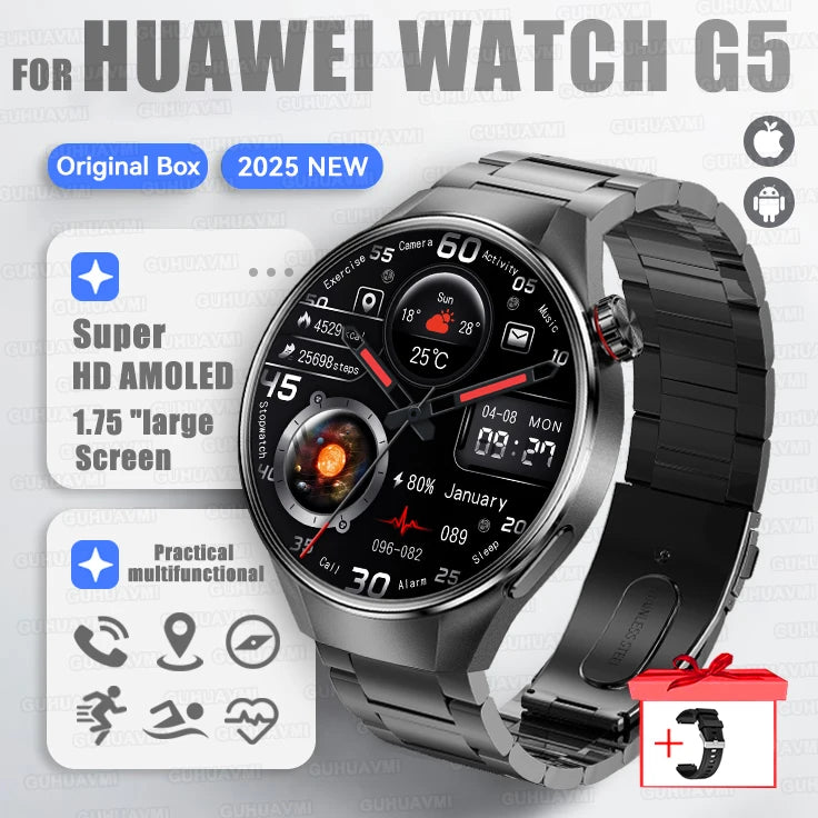 2025 New Watch G5 Plus Sports Smart Watch Men 466*466 AMOLED Screen IP68 Waterproof GPS trackr Compass Bluetooth Call Smartwatch