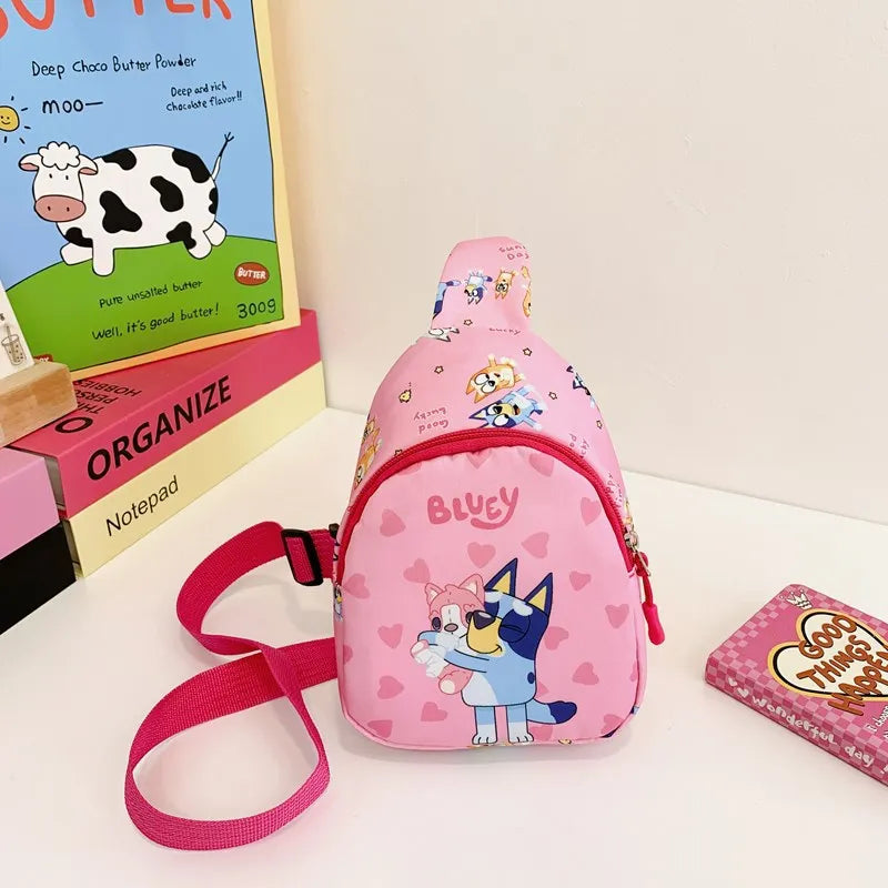 Bingo Friends Children's Bag Cute Bluey Family kids Chest Bag Kindergarten Cartoon Light Crossbody Bag Halloween Christmas gift