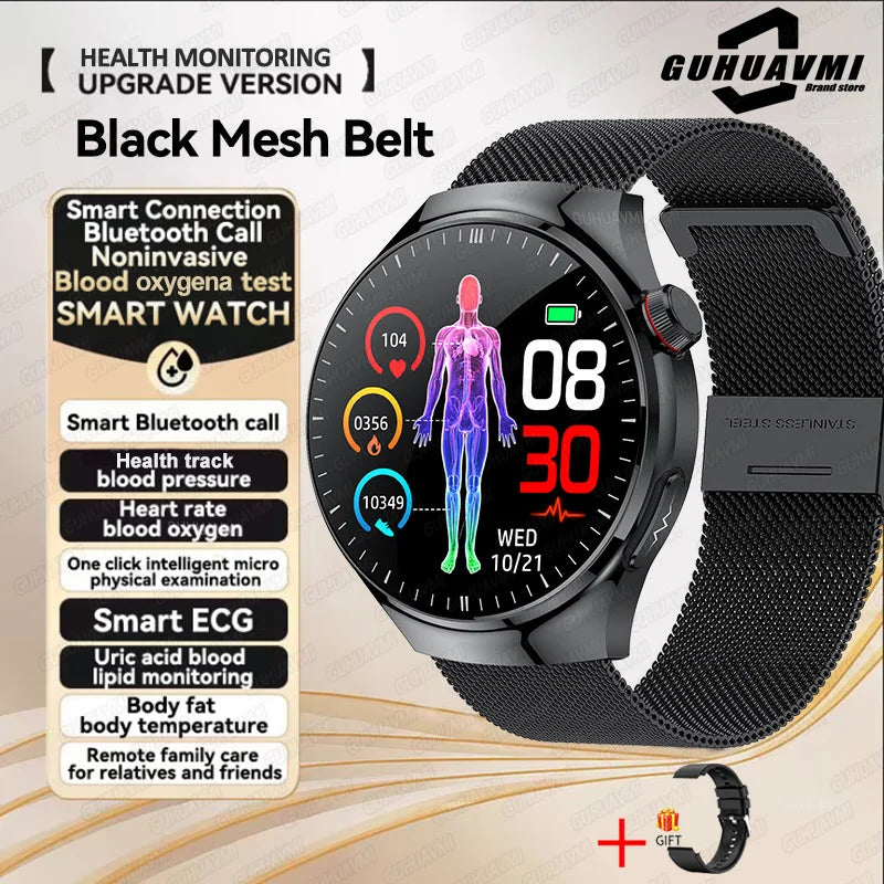 2025 New Smart Watch For Men Health ECG+HRV Blood Oxygen Uric Acid Fitness Sport Tracker Watches body fat Sleep Call Smartwatch