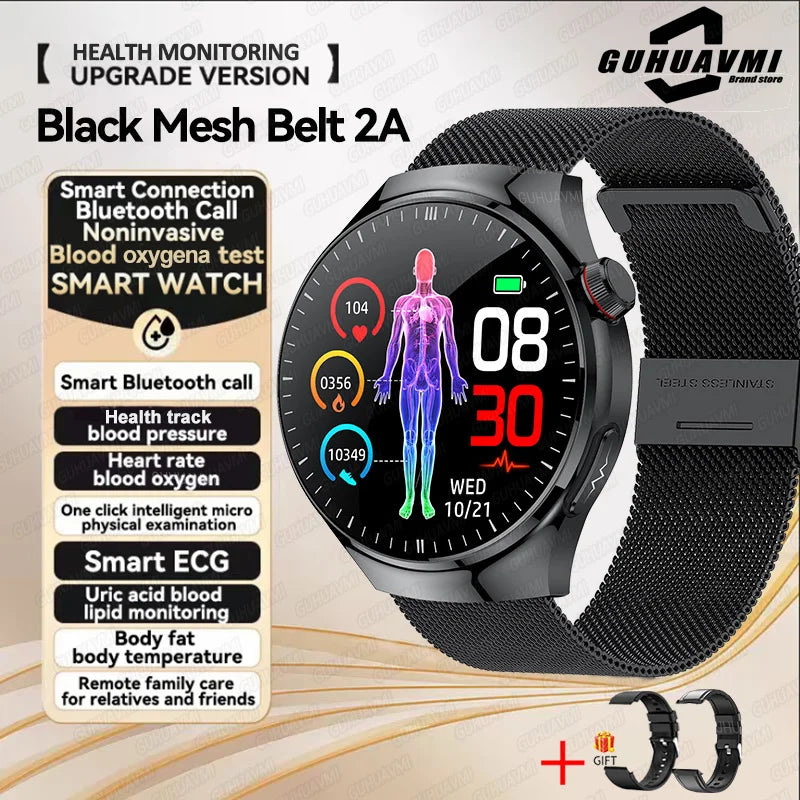 2025 New Smart Watch For Men Health ECG+HRV Blood Oxygen Uric Acid Fitness Sport Tracker Watches body fat Sleep Call Smartwatch