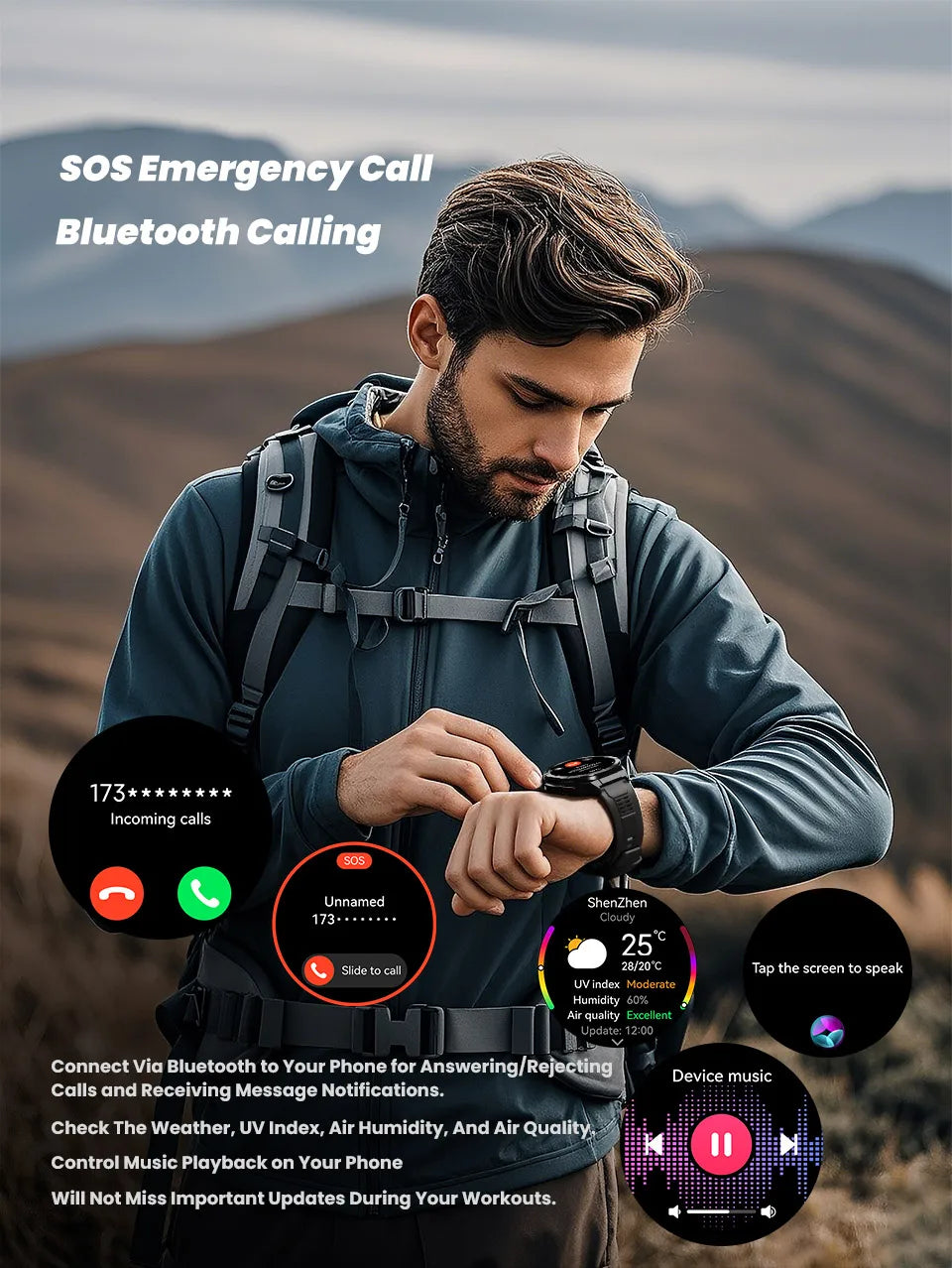 2025 New Dual-Band satellite GPS Sports Smart watch Men 1.43'' HD Screen Heart Rate Compass 10ATM Waterproof Swimming Smartwatch