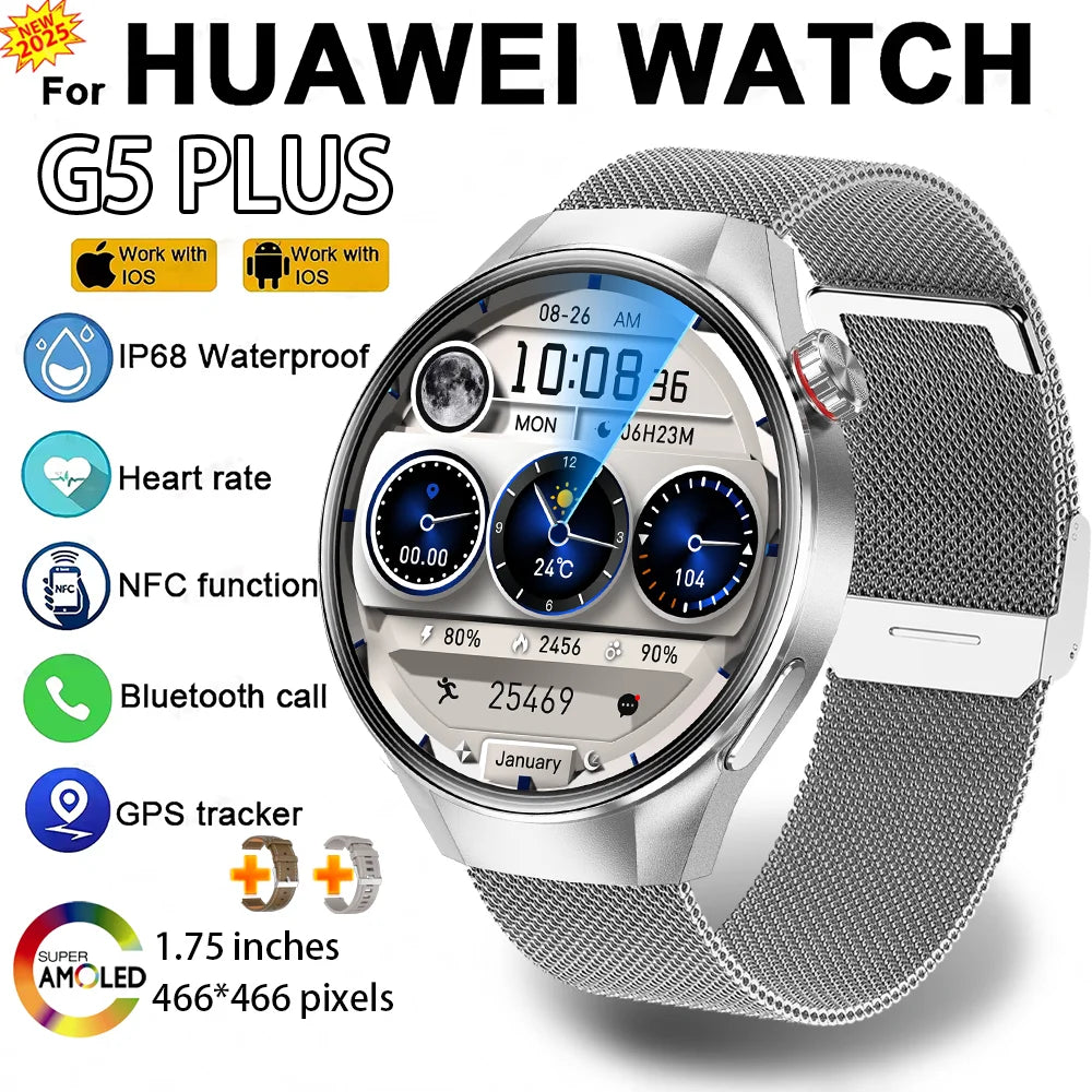 2025 True AMOLED Smart Watch Full touch Screen 466*466 HD Health Tracker Voice Call Smartwatch Man Women For Xiaomi Huawei iOS