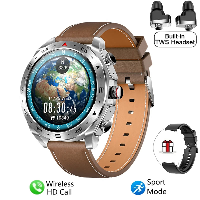 2024 TWS 2-in-1 Bluetooth Earphones Men Smart Watch Bluetooth Call GPS