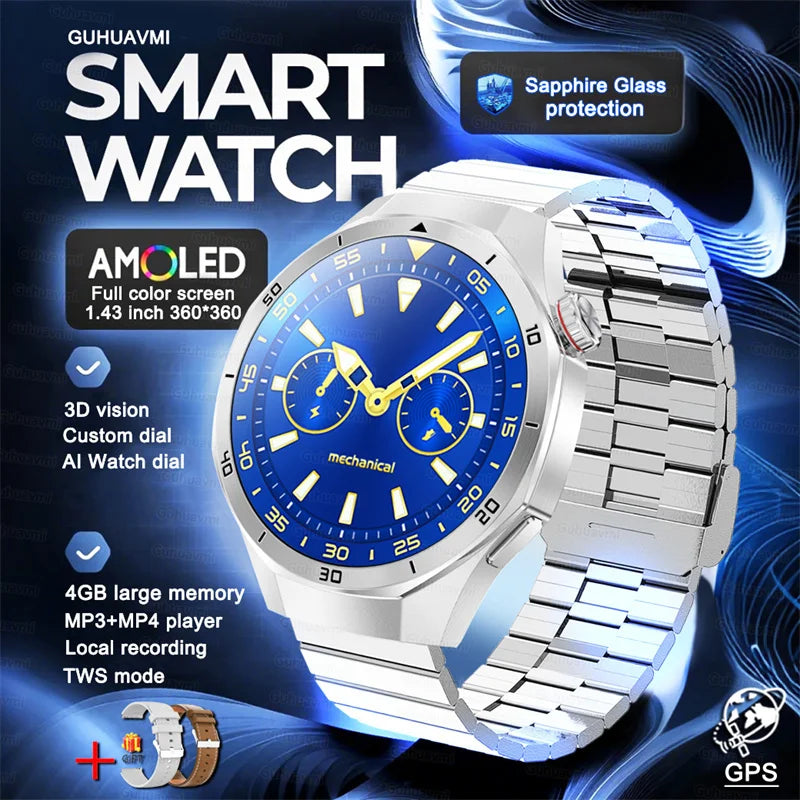 2025 New 4G Memory Smart Watch AMOLED HD Always Display The Time Bluetooth Call  GPS Sport Smart Watch For ios Xiaomi Huawei DT5