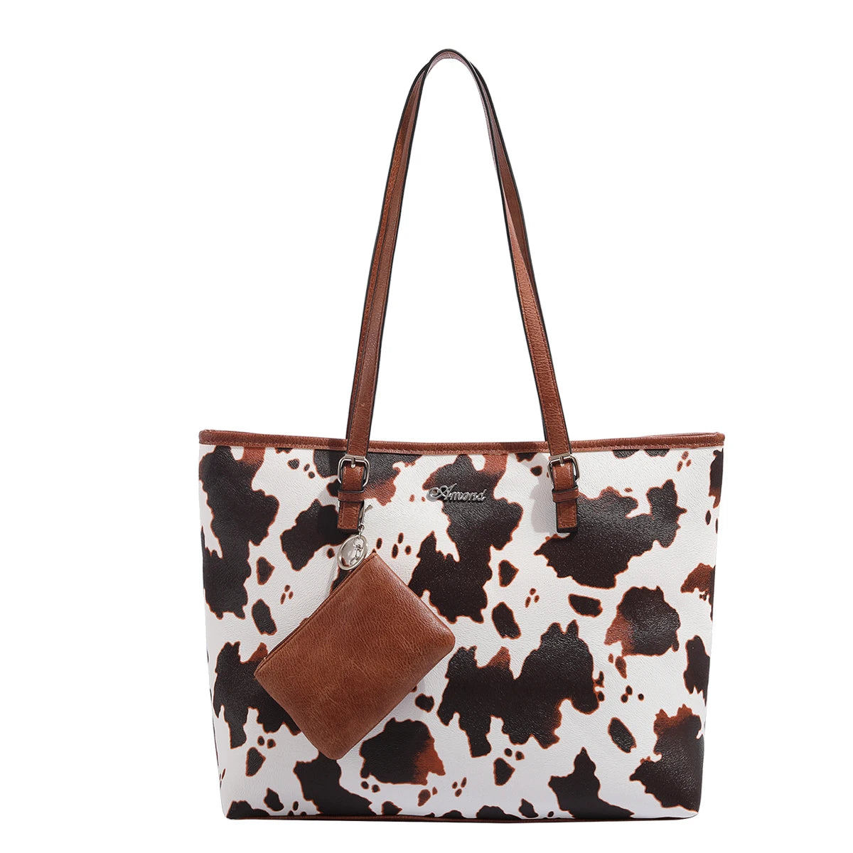 2024 Europe and the United States new female handbag shoulder bag cow leopard print simple fashion large bag