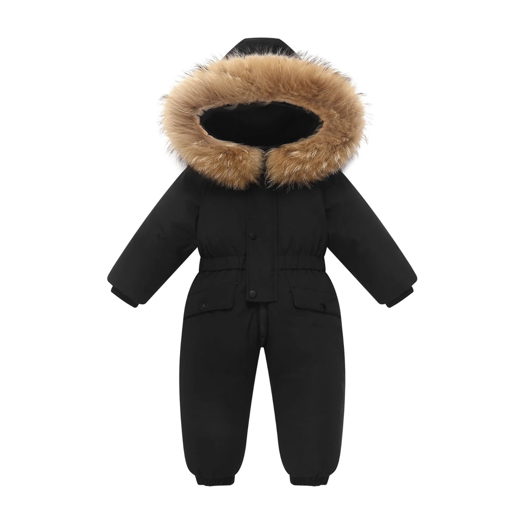 -30 winter snow overalls clothing clothes snowsuit duck down jacket kids girl coat Park infant boy jumpsuit baby toddler romper