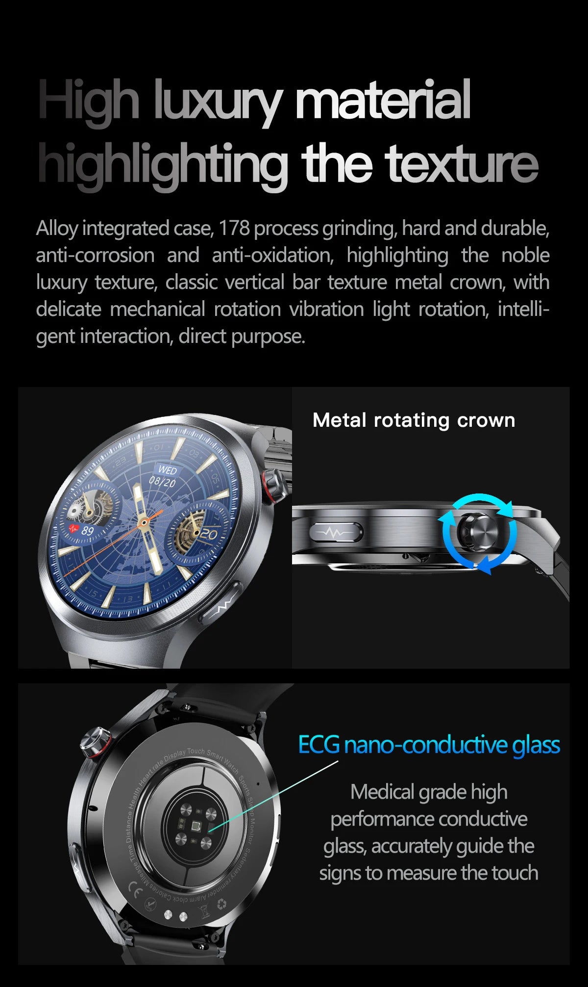 2025 New Health detection ECG+PPG Uric Acid Blood Oxygen Body Analysis Smart Watch Clock Bluetooth BT Call Smart Watch Men