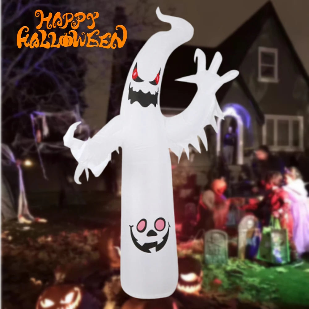 2.4M/3.6M Halloween Inflation Flame White Ghost Built-in LED Light For Home Halloween Decorations Outdoor Indoor Inflatable Prop
