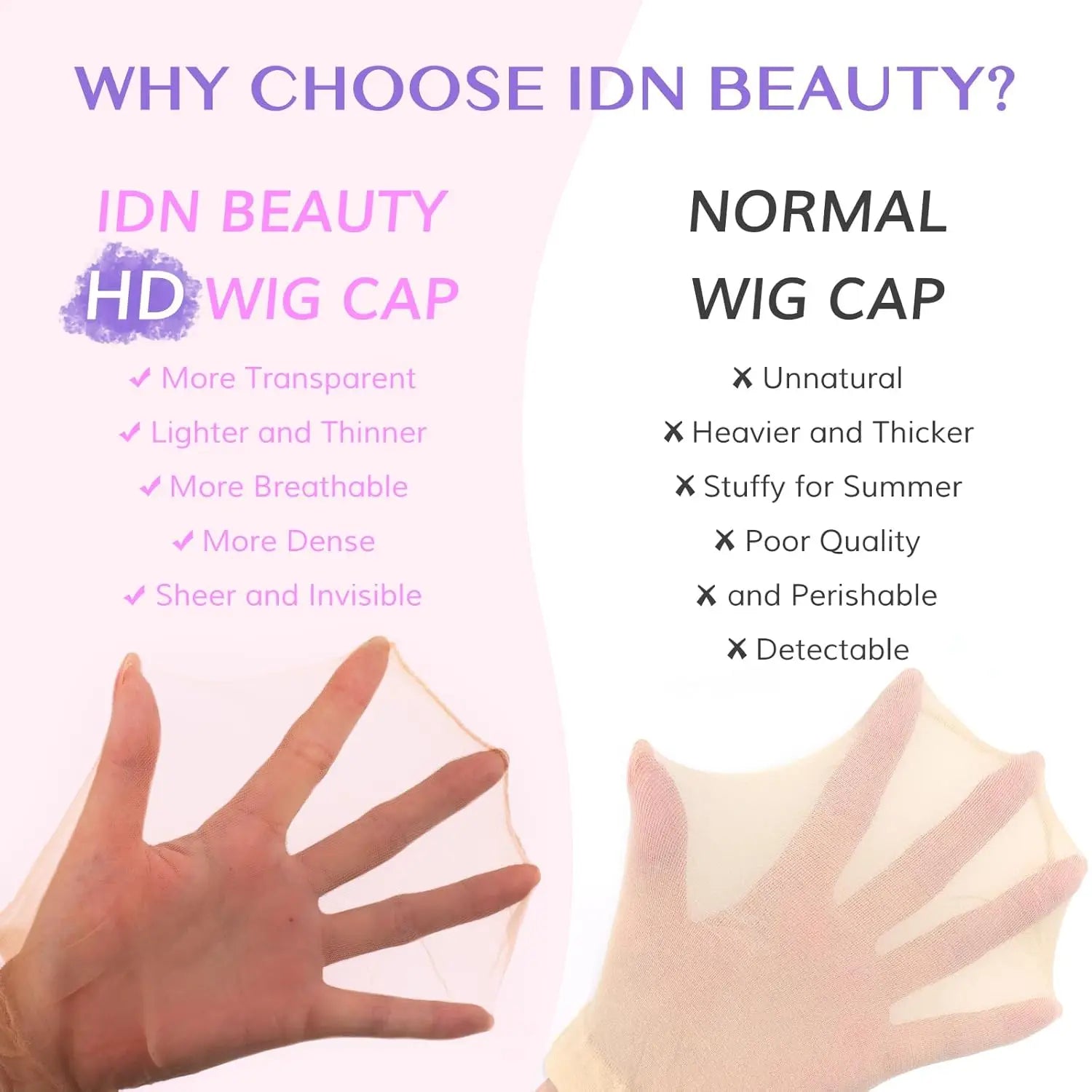 Wholesale 20 Pcs Transparent HD Wig Cap, Thin Nylon Cap for for Women Lace Front, Suitable for Parties, Weddings,Halloween