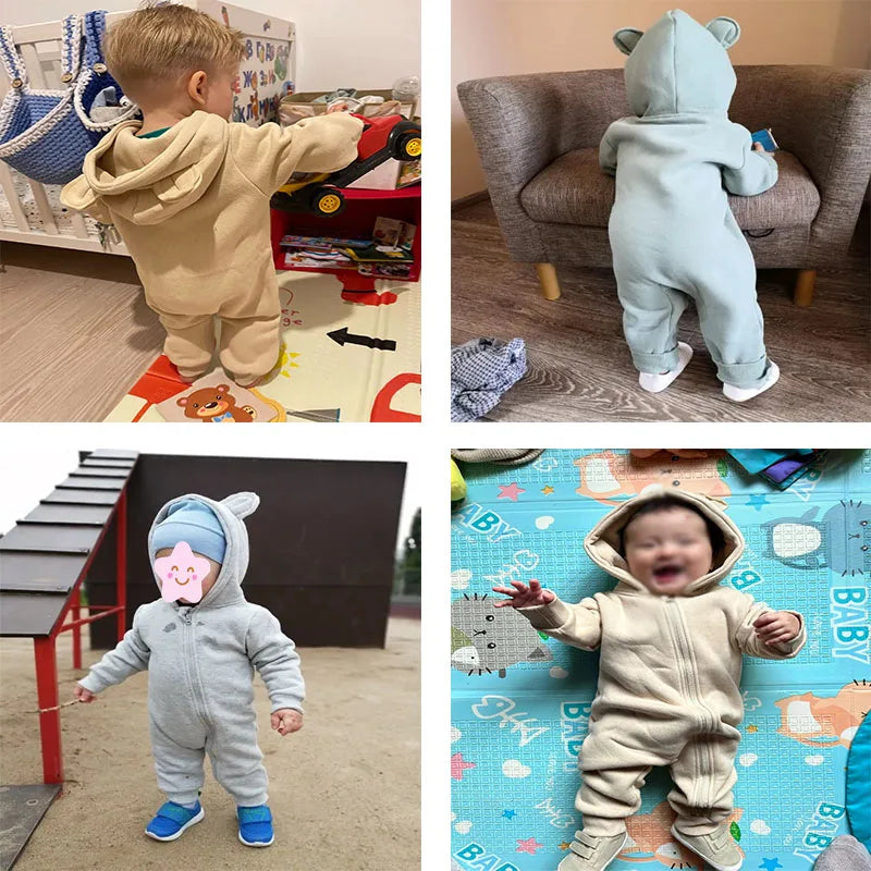 2025 new Bodysuit For Newborn Baby Boys Girls Clothes Long Sleeve cotton Rompers Hoodies Bear Jumpsuit Costume Infant Onesies