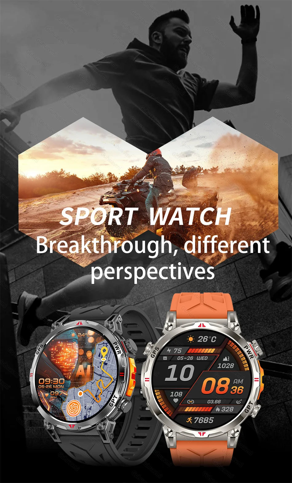 2025 New GPS Smart Watch AMOLED Screen 3ATM Waterproof Fitness tracking Heart Rate BT Call Professional Sports Smartwatch 650Mah