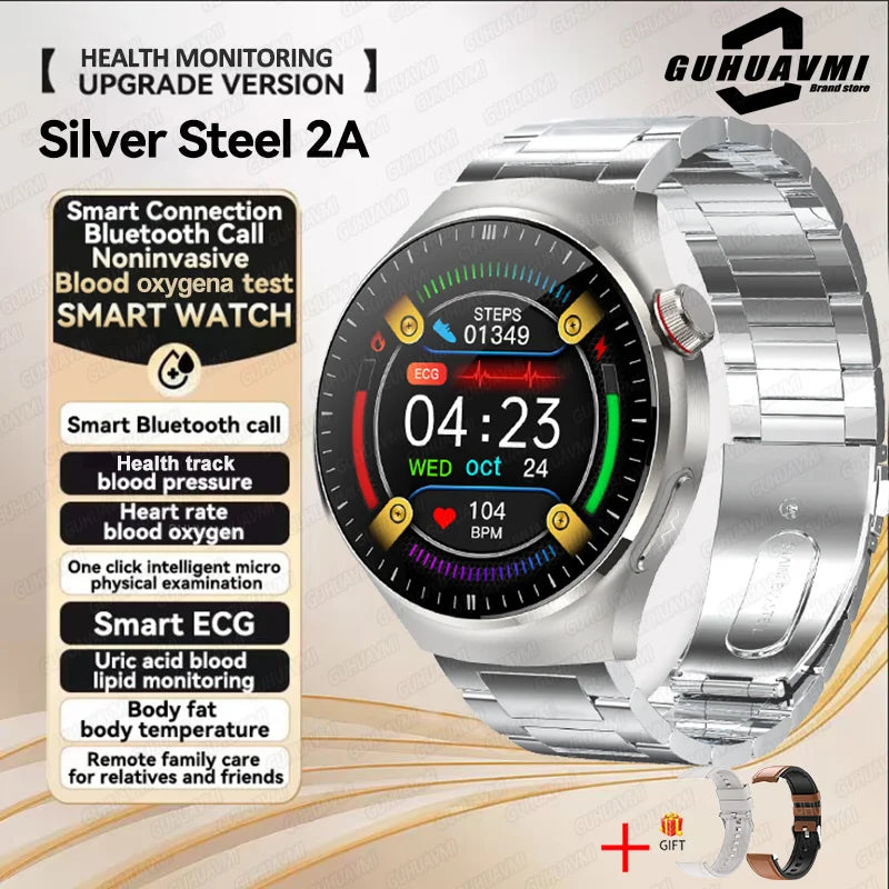 2025 New Smart Watch For Men Health ECG+HRV Blood Oxygen Uric Acid Fitness Sport Tracker Watches body fat Sleep Call Smartwatch