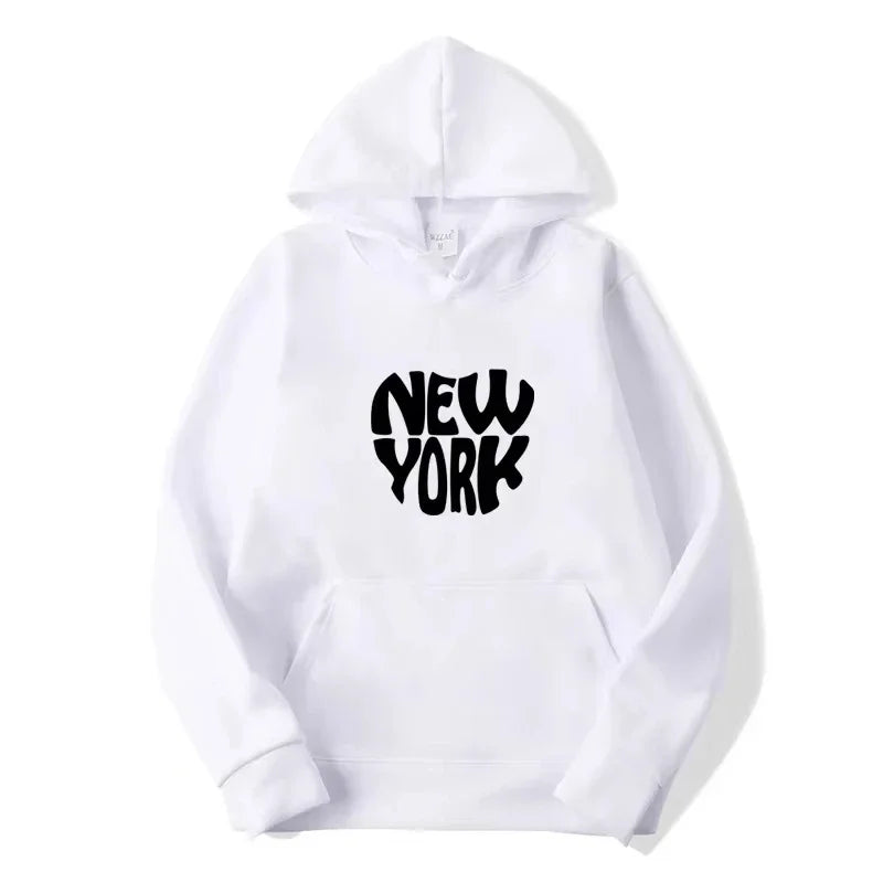 2025 New York Print Hoodies Women Men Long Sleeve Hooded Sweatshirts Unisex Casual Streetwear Y2K Street Fashion Pullover Clothi