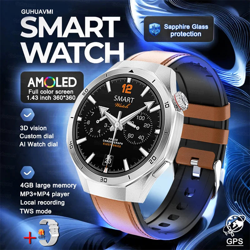 2025 New 4G Memory Smart Watch AMOLED HD Always Display The Time Bluetooth Call  GPS Sport Smart Watch For ios Xiaomi Huawei DT5