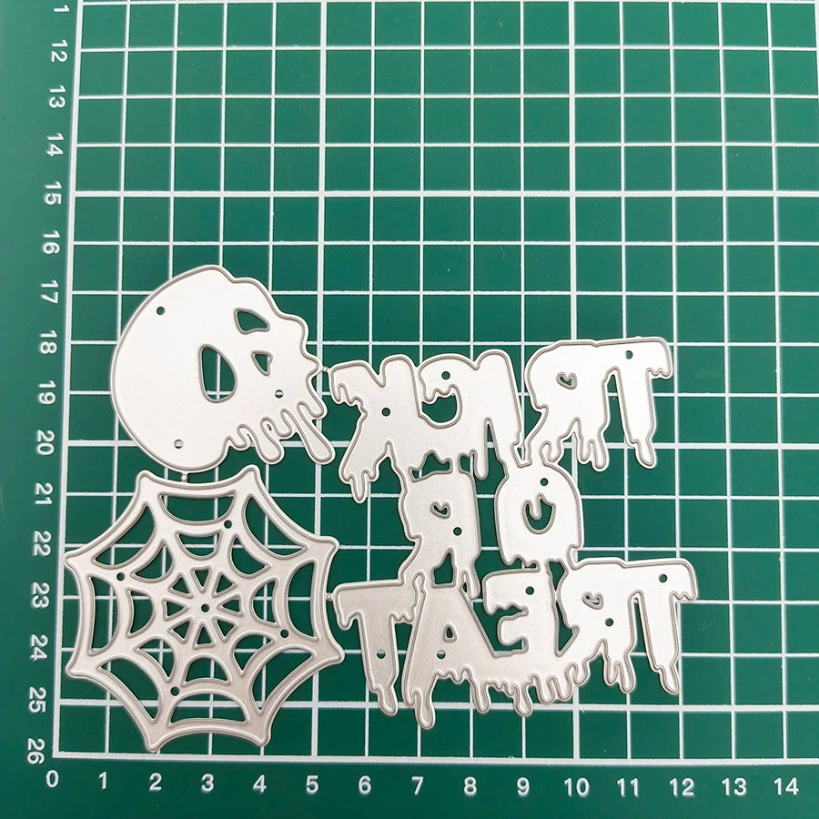 2024 New Arrival Halloween Skeleton Spider Raven Witch Zombie Ghost Bat Pumpkin Letter  Cutting Dies for Scrapbook Card Making