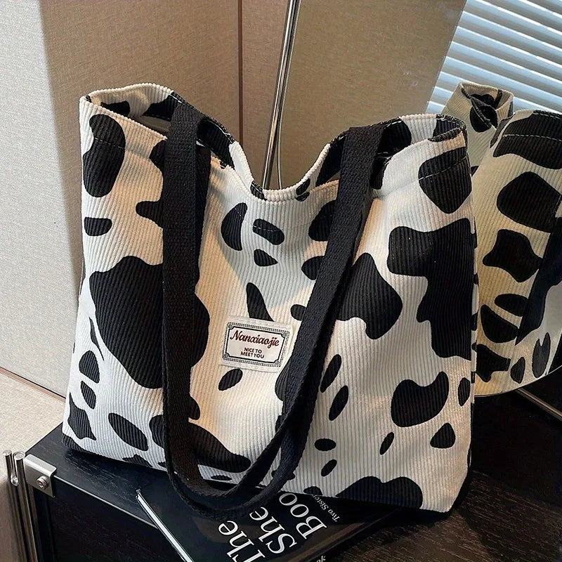 1pcs Fashion Student Crossbody Bag Large Capacity Commute Tote - Durable Corduroy Casual Travel Tote for Everyday Use