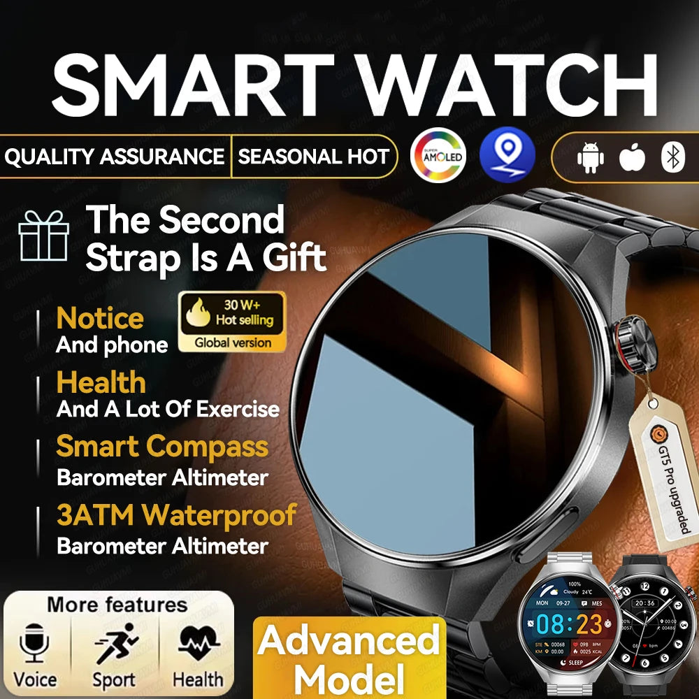 2025 New Originl Watch GUHUAVMI Smart Watch 1.75" HD AMOLED Screen GPS track Heart Rate Bluetooth Call Compass Smartwatches Men