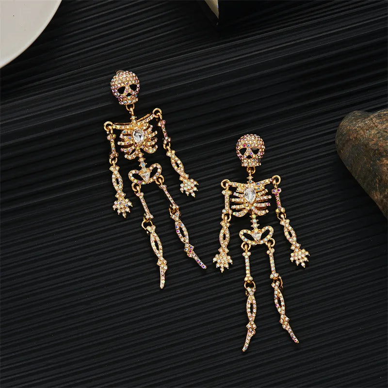 1 Pair Fully Bright Halloween Skull Earrings, Suitable for Daily Wear
