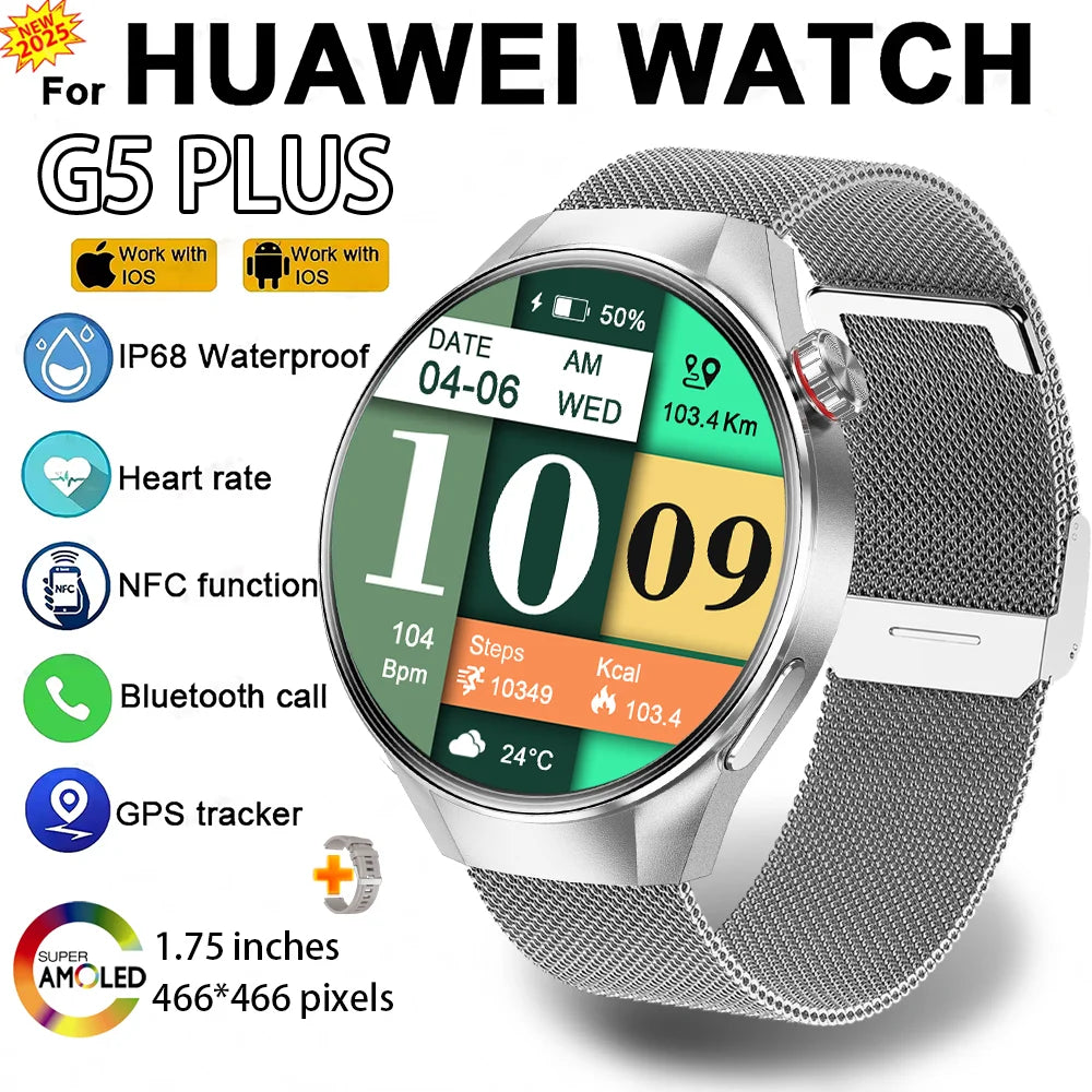2025 True AMOLED Smart Watch Full touch Screen 466*466 HD Health Tracker Voice Call Smartwatch Man Women For Xiaomi Huawei iOS