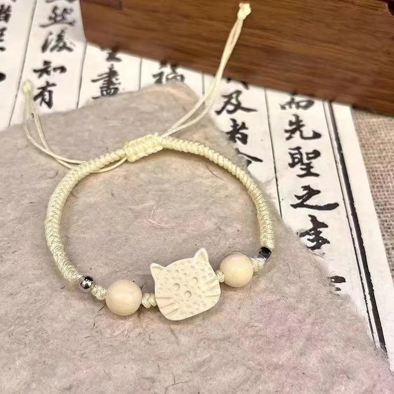 Handmade Adjustable Big Eye Cat Bracelet For Women Men Charm Luminous Beads Pet Bracelet Fashion Halloween Gothic Jewelry