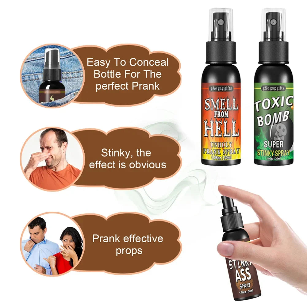 6pcs-1pcs 30ml Halloween Props Liquid Fart Spray Non Toxic Stink Bomb Ass-Smelly Stinky Gas Prank Toy Joke Party Supplies