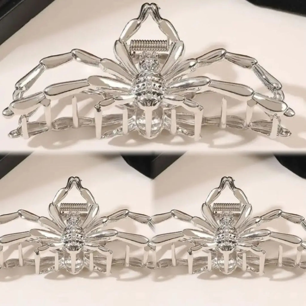 1Pcs Halloween Black Spider Hair Claw Clips with Pearl Charm Design,Metal Gothic Punk Hair Clips Strong Hold Hair Accessories