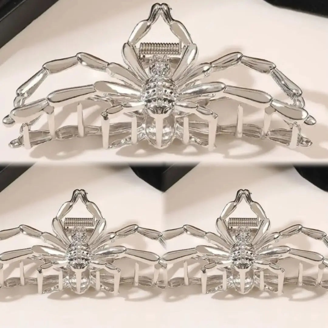 1Pcs Halloween Black Spider Hair Claw Clips with Pearl Charm Design,Metal Gothic Punk Hair Clips Strong Hold Hair Accessories