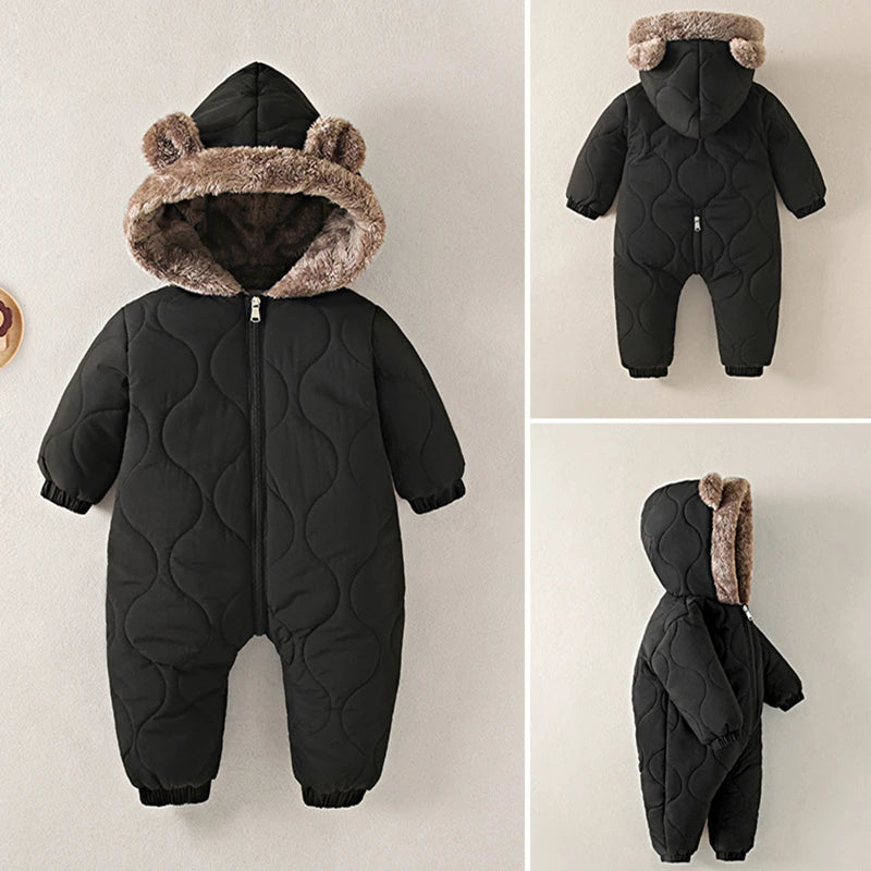 2025 New born Baby Girl clothes Winter Snowsuit Plus Velvet clothing Boys Jumpsuit 0-3 Years Romper boy Overalls Toddler Coat