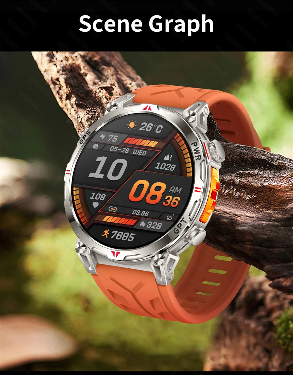 2025 New GPS Smart Watch AMOLED Screen 3ATM Waterproof Fitness tracking Heart Rate BT Call Professional Sports Smartwatch 650Mah