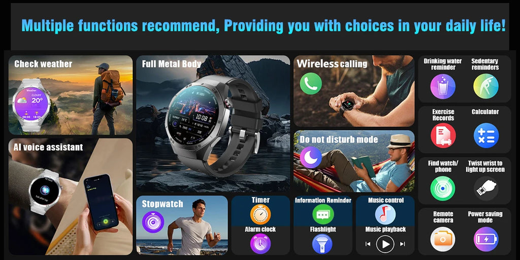 2025New For Android and ios Smart Watch Men AMOLED Screen GPS Motion trajectory Heart Rate Bluetooth Calls SmartWatch Waterproof
