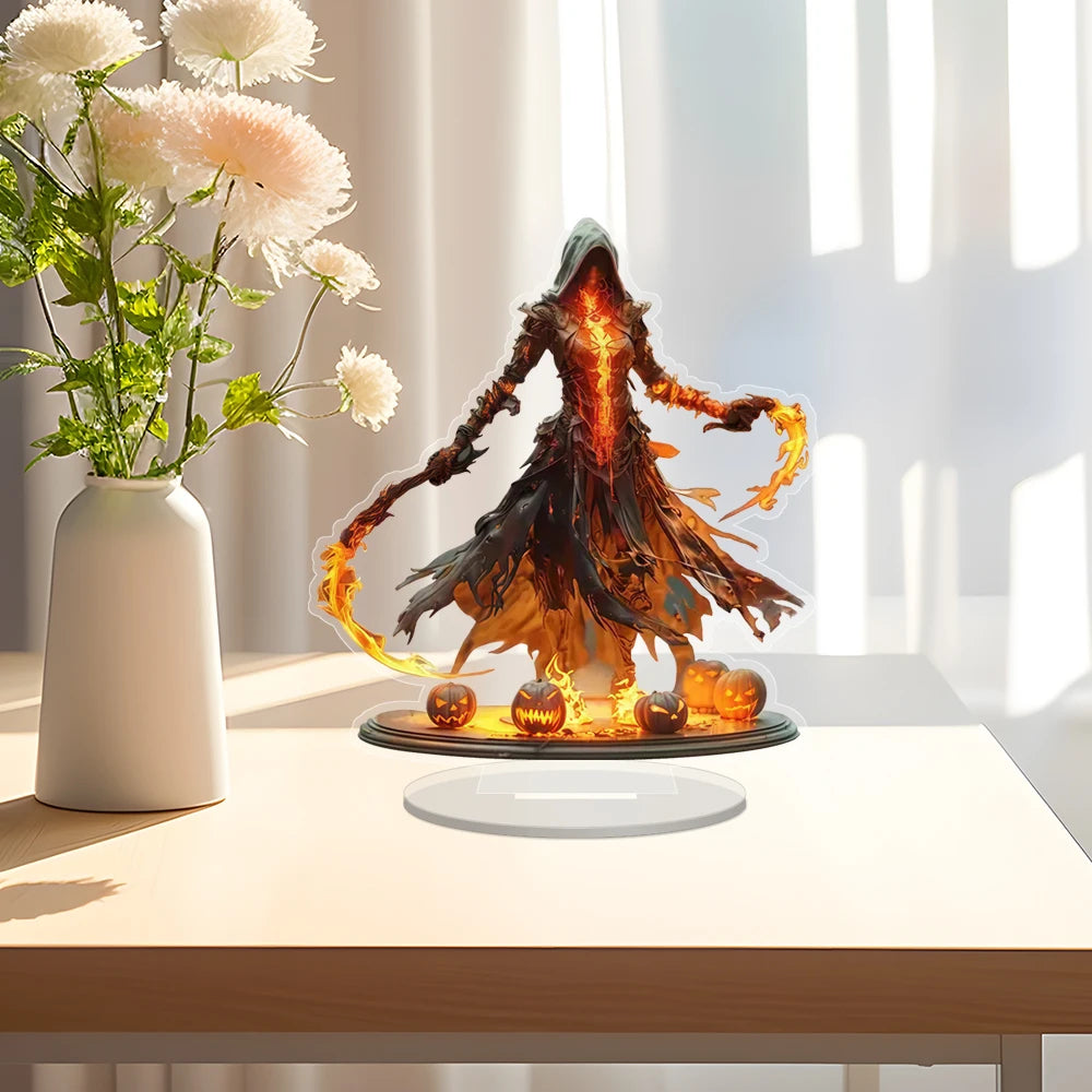 Halloween Suncatcher Decor, "Hell's Messenger & Crimson Demon" Acrylic Statue with Stand - Desk Art Sign for Home Office, Cafe,