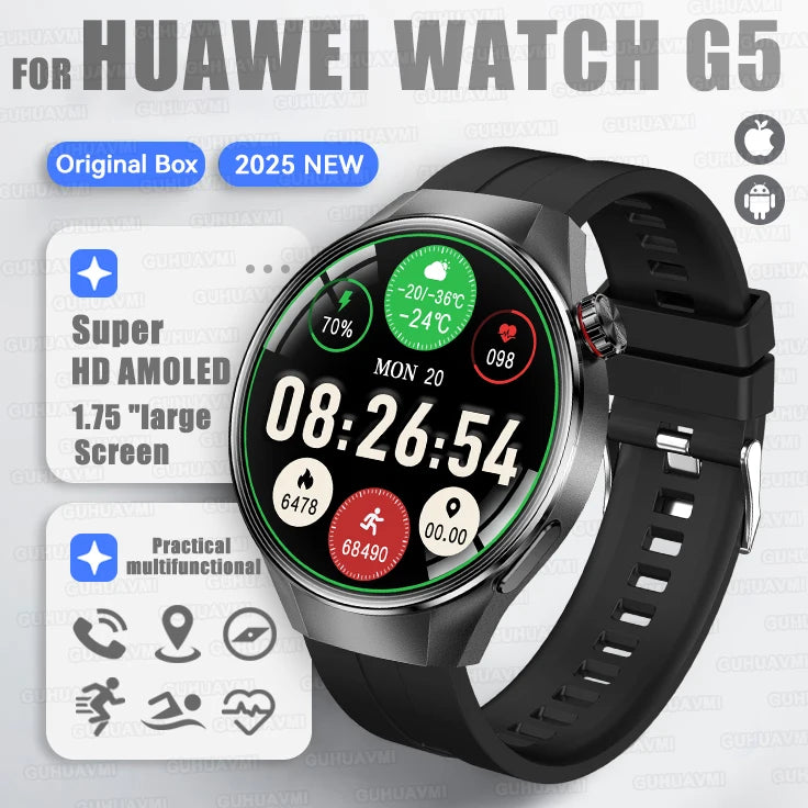 2025 New Watch G5 Plus Sports Smart Watch Men 466*466 AMOLED Screen IP68 Waterproof GPS trackr Compass Bluetooth Call Smartwatch