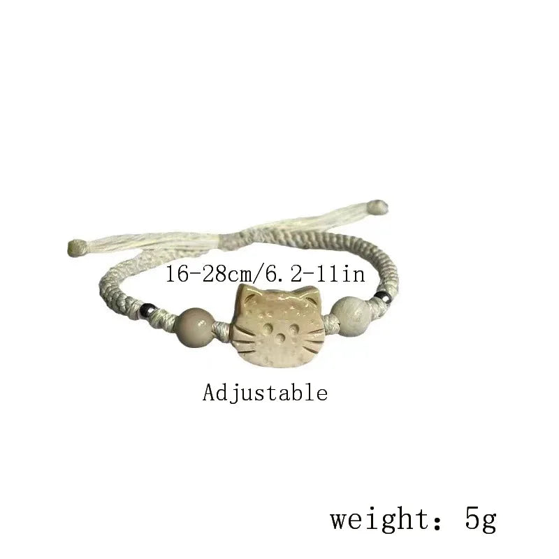 Handmade Adjustable Big Eye Cat Bracelet For Women Men Charm Luminous Beads Pet Bracelet Fashion Halloween Gothic Jewelry