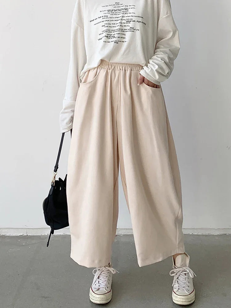 2023 Autumn Casual Harem Pants Women Cotton High Waisted Trousers Retro Loose Bloomers Women's Oversize Pants Baggy Sweatpants