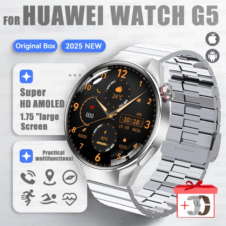 2025 New Watch G5 Plus Sports Smart Watch Men 466*466 AMOLED Screen IP68 Waterproof GPS trackr Compass Bluetooth Call Smartwatch