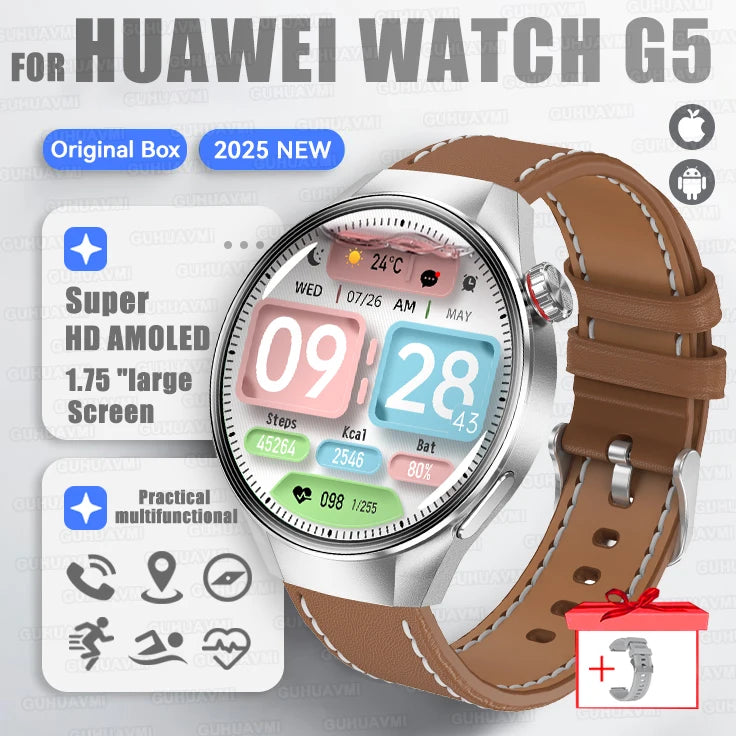 2025 New Watch G5 Plus Sports Smart Watch Men 466*466 AMOLED Screen IP68 Waterproof GPS trackr Compass Bluetooth Call Smartwatch