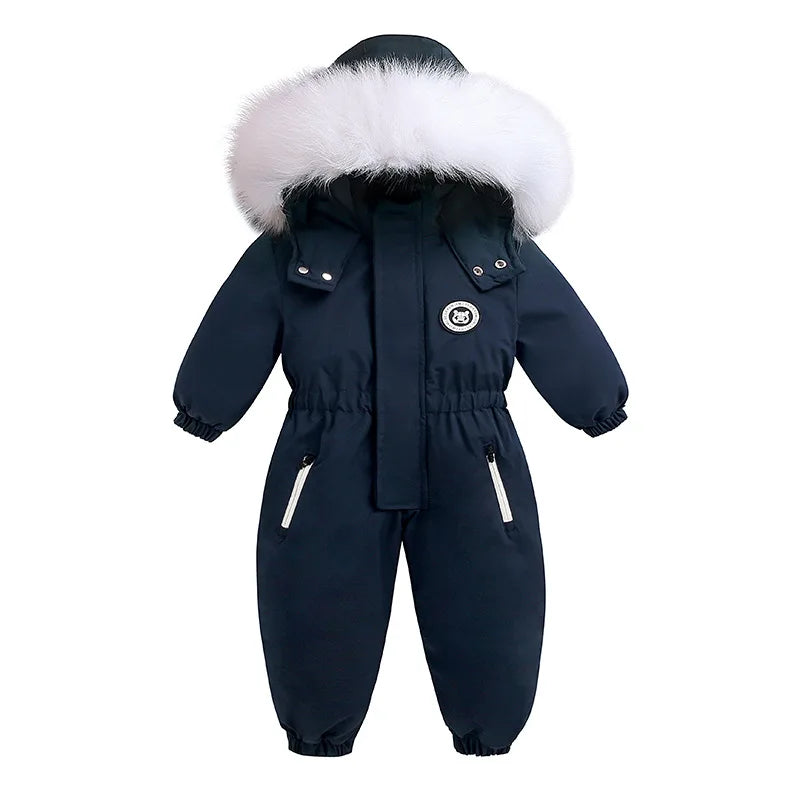 -30 Winter Baby Clothes Thicken Warm Jumpsuits Snowsuits Girl Boy Hooded Jacket Waterproof Rompers Ski Suits Kids Coat Outerwear