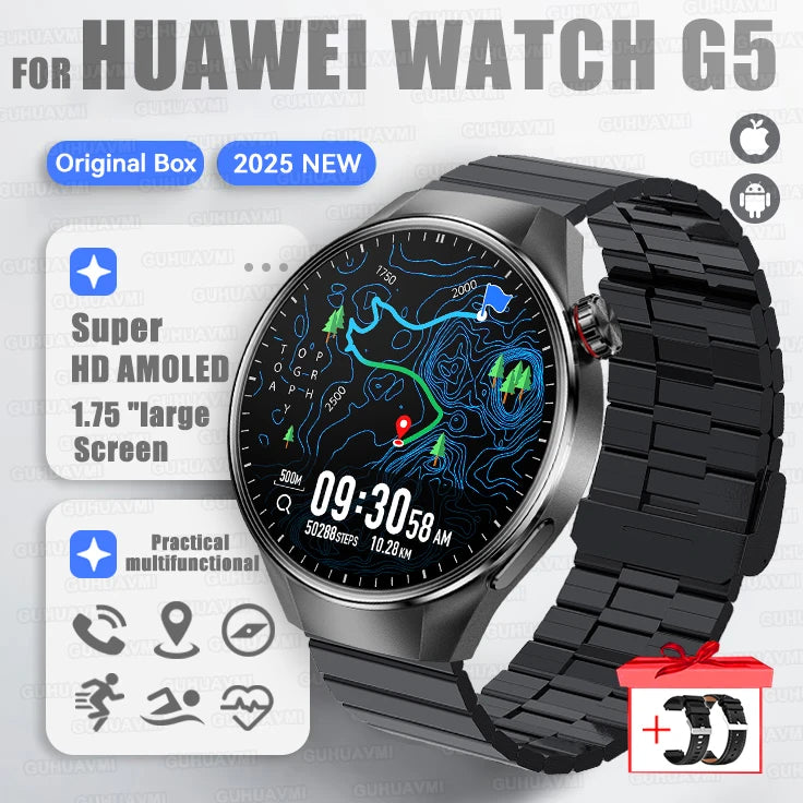 2025 New Watch G5 Plus Sports Smart Watch Men 466*466 AMOLED Screen IP68 Waterproof GPS trackr Compass Bluetooth Call Smartwatch