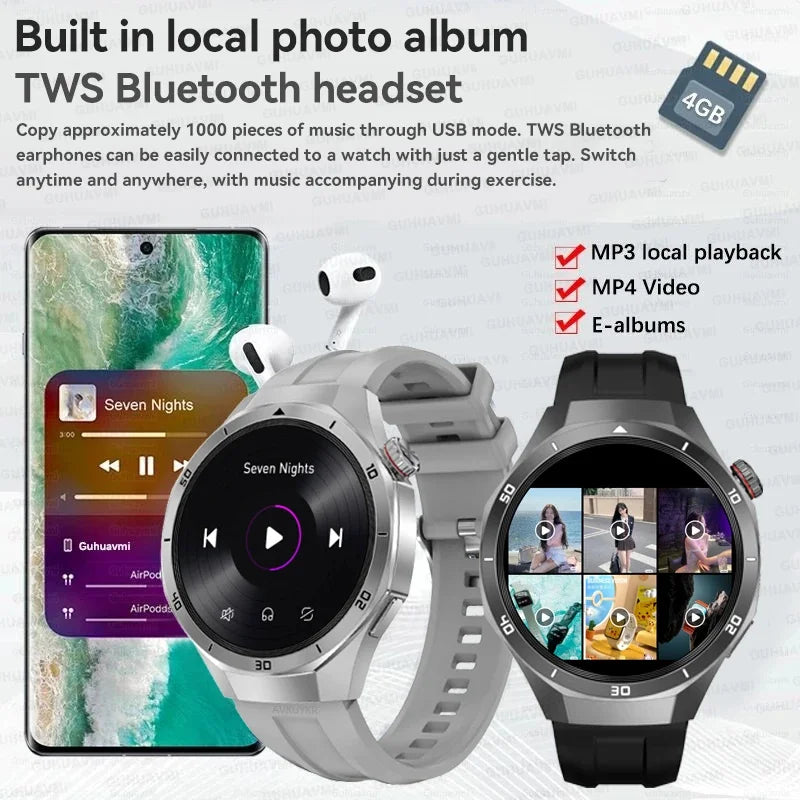 2025 New 4G Memory Smart Watch AMOLED HD Always Display The Time Bluetooth Call  GPS Sport Smart Watch For ios Xiaomi Huawei DT5