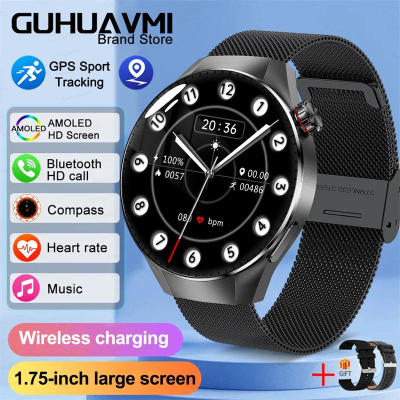 2025New For Huawei GT5 Pro Smart Watch Men HD AMOLED Screen GPS Motion trajectory HeartRate Bluetooth Call 1.75" SmartWatch IP68