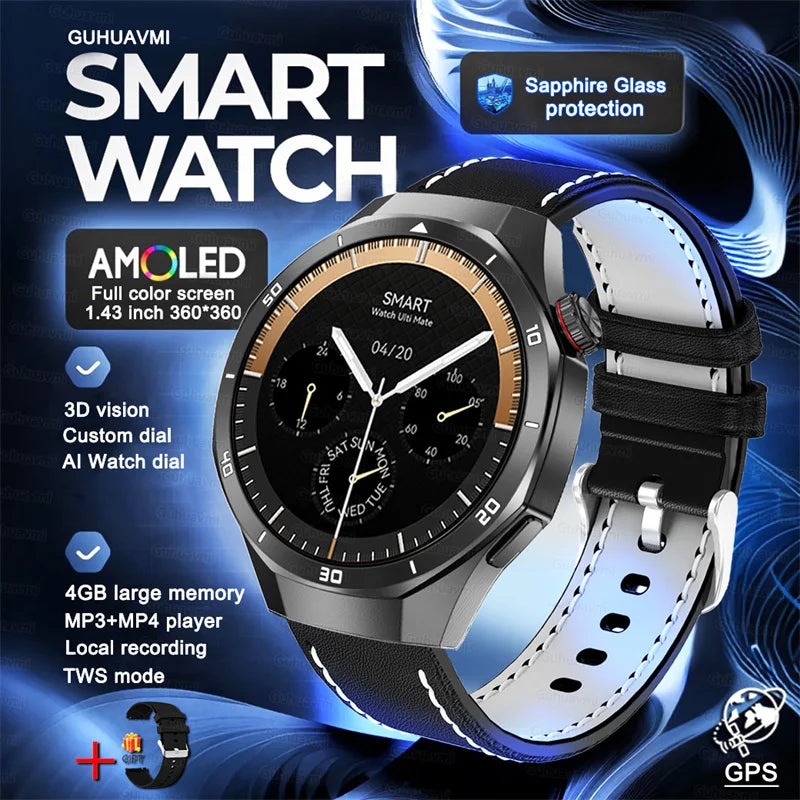 2025 New 4G Memory Smart Watch AMOLED HD Always Display The Time Bluetooth Call  GPS Sport Smart Watch For ios Xiaomi Huawei DT5