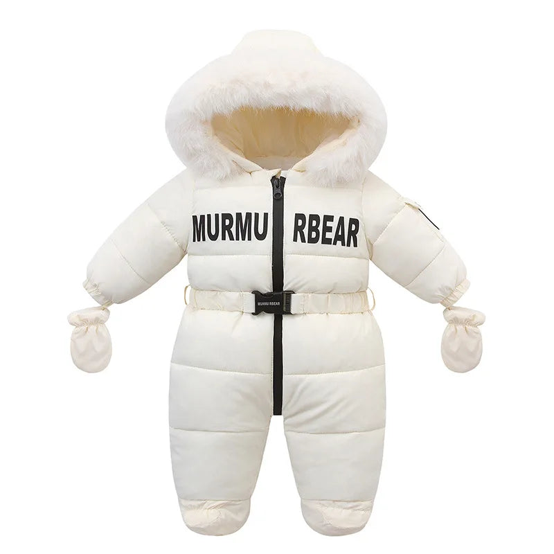 2025 Russian Winter Jumpsuit For Kids Plus Velvet Hooded Newborn Baby Romper 0-2 Years Infant Girl Winter Overalls Baby Snowwear