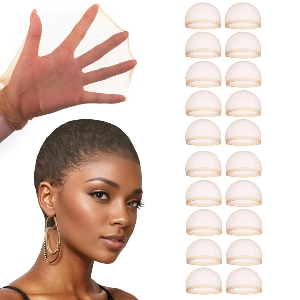 Wholesale 20 Pcs Transparent HD Wig Cap, Thin Nylon Cap for for Women Lace Front, Suitable for Parties, Weddings,Halloween