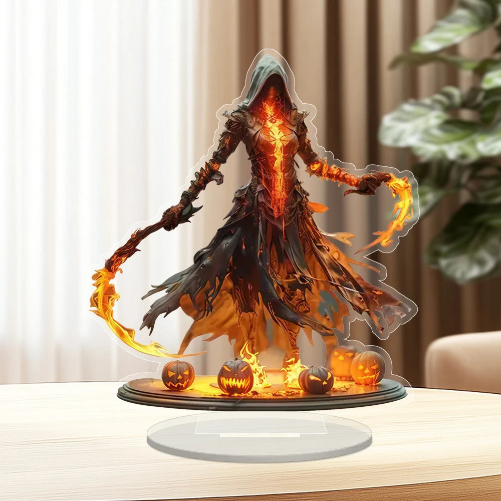 Halloween Suncatcher Decor, "Hell's Messenger & Crimson Demon" Acrylic Statue with Stand - Desk Art Sign for Home Office, Cafe,